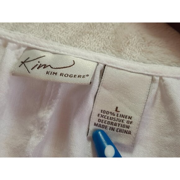 Womens Size Large Linen Pintucked Puff Sleeve Prairie Coquette Cottage Blouse - Picture 5 of 8